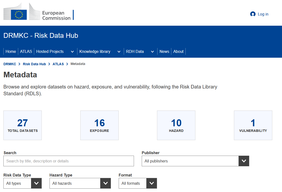 EU JRC Risk Data Hub Metadata